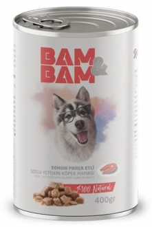 Bam&Bam Somon Parça Etli Soslu Yetişkin 400 gr Köpek Maması kullananlar yorumlar